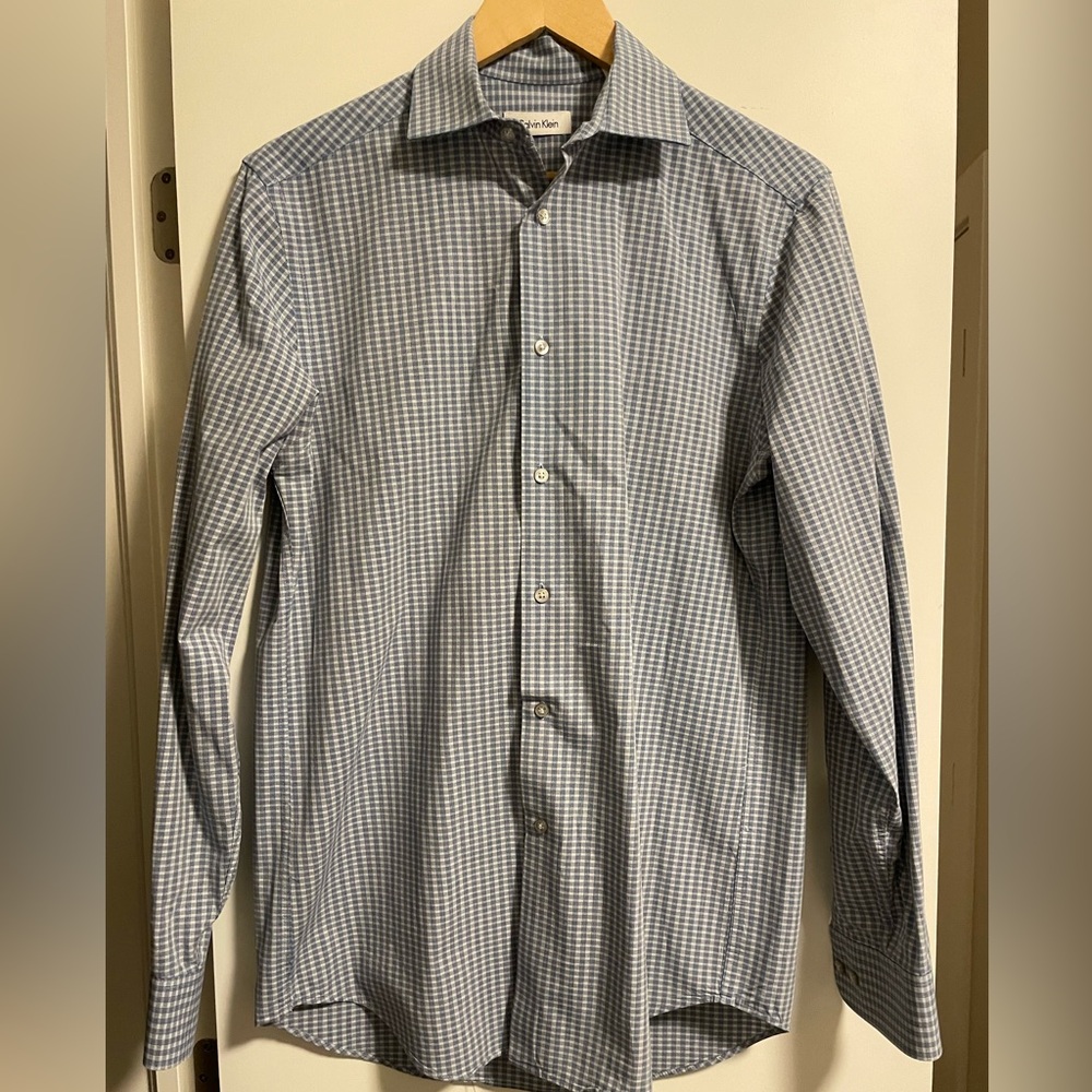 Blue Checkered Men's Dress Shirt